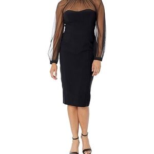 Black Sheath Dress with Bishop Sleeves and Bateau Neckline